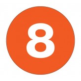 1" Circle Orange "8" Number Labels