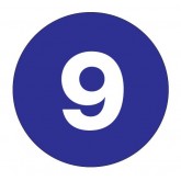 1" Circle Dark Blue "9" Number Labels