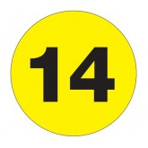 2" Circle Fluorescent Yellow "14" Number Labels