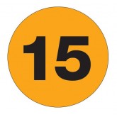 2" Circle Fluorescent Orange "15" Number Labels