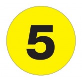 2" Circle Fluorescent Yellow "5" Number Labelss