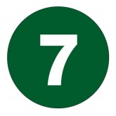 2" Circle Dark Green "7" Number Labels