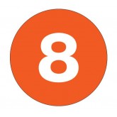 2" Circle Orange "8" Number Labels