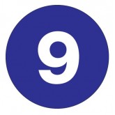 2" Circle Dark Blue "9" Number Labels
