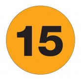 3" Circle Fluorescent Orange "15" Number Labels