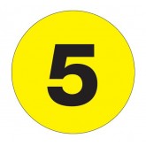 3" Circle Fluorescent Yellow "5" Number Labels