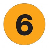 3" Circle Fluorescent Orange "6" Number Labels