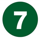 3" Circle Dark Green "7" Number Labels