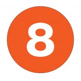 3" Circle Orange "8" Number Labels