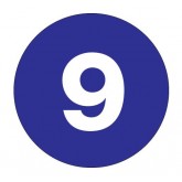3" Circle Dark Blue "9" Number Labels
