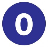 4" Circle Dark Blue "0" Number Labels