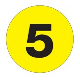 4" Circle Fluorescent Yellow "5" Number Labels