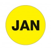 1" Circle Fluorescent Yellow "JAN" Months of the Year Labels