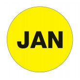 2" Circle Fluorescent Yellow "JAN" Months of the Year Labels