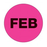 1" Circle Fluorescent Pink "FEB" Months of the Year Labels