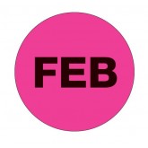 2" Circle Fluorescent Pink "FEB" Months of the Year Labels