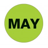 1" Circle Fluorescent Green "MAY" Months of the Year Labels