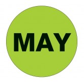 2" Circle Fluorescent Green "MAY" Months of the Year Labels