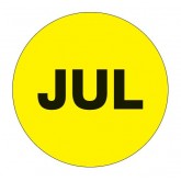 1" Circle Fluorescent Yellow "JUL" Months of the Year Labels