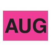 2" x 3" Fluorescent Pink "AUG" Months of the Year Labels