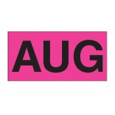 3" x 6" Fluorescent Pink "AUG" Months of the Year Labels