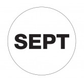 1" Circle White "SEPT" Months of the Year Labels