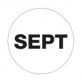 2" Circle White "SEPT" Months of the Year Labels
