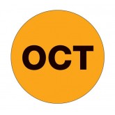 1" Circle Fluorescent Orange "OCT" Months of the Year Labels
