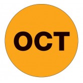 2" Circle Fluorescent Orange "OCT" Months of the Year Labels