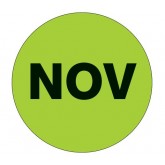 1" Circle Fluorescent Green "NOV" Months of the Year Labels