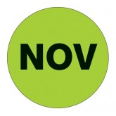 2" Circle Fluorescent Green "NOV" Months of the Year Labels