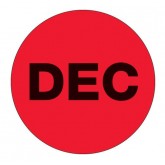 2" Circle Fluorescent Red "DEC" Months of the Year Labels