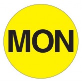 1" Circle Fluorescent Yellow "MON" Days of the Week Labels