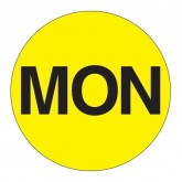 2" Circle Fluorescent Yellow "MON" Days of the Week Labels
