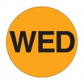 1" Circle Fluorescent Orange "WED" Days of the Week Labels