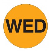 2" Circle Fluorescent Orange "WED" Days of the Week Labels