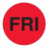 1" Circle Fluorescent Red "FRI" Days of the Week Labels