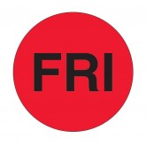 2" Circle Fluorescent Red "FRI" Days of the Week Labels