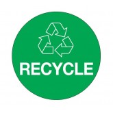3" Circle Green "Recycle" Label
