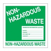 6" x 6" Green "Non-Hazardous Waste" Labels