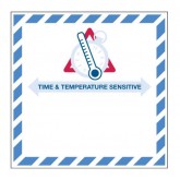 4.25" x 4.25" Red White Blue "Time And Temperature Sensitive" Labels