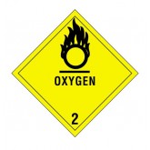 4" x 4" Yellow "Oxygen - 2" Labels