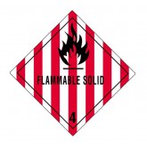 4" x 4" Red & White Striped "Flammable Solid - 4" Labels