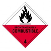 4" x 4" Red & White "Spontaneously Combustible - 4" Labels