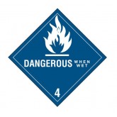4" x 4" Blue with White "Dangerous When Wet - 4" Labels