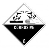 4" x 4" Black & White "Corrosive - 8" Labels