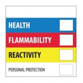 2" x 2" Blue Red Yellow White "Health Flammability Reactivity" Labels