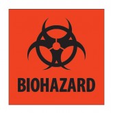 2" x 2" Fluorescent Red "Biohazard" Fluorescent Red Labels