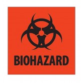 4" x 4" Fluorescent Red "Biohazard" Fluorescent Red Labels