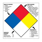 10.75" x 10.75" Blue Red Yellow White "Health Hazard Fire Hazard Specific Hazard Reactivity" Labels